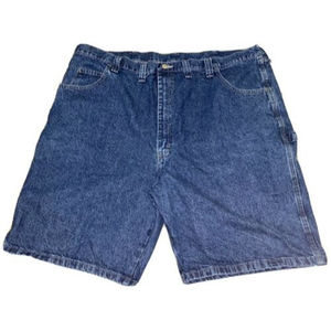 Wrangler Hero Denim Shorts Men Sz 46 Original Blue Carpenter Shorts Flat Front